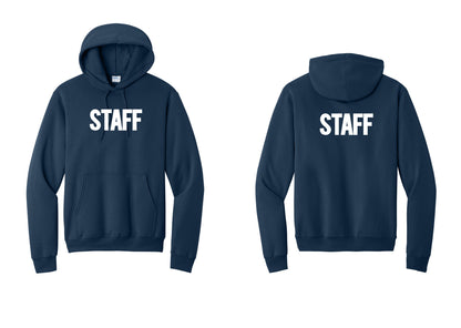 NYC Factory Staff Cotton Fleece Pullover Hoodie (Bold) - Front + Back - Navy