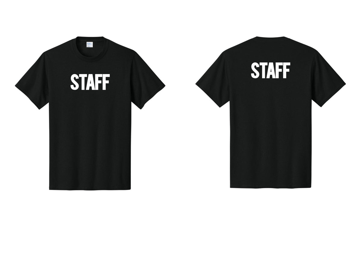 NYC Factory Staff T-Shirt, Bold Lettering - Front + Back - Black