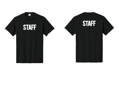 NYC Factory Staff T-Shirt, Bold Lettering - Front + Back - Black