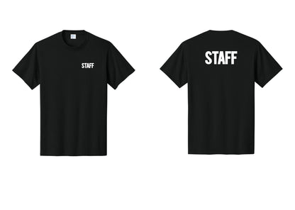 NYC Factory Staff T-Shirt, Bold Lettering - Chest + Back - Black