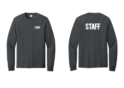 NYC Factory Staff Cotton Long Sleeve T-Shirt (Bold) - Chest + Back - Dark Heather Grey
