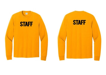 NYC Factory Staff Cotton Long Sleeve T-Shirt (Bold) - Front + Back - Gold