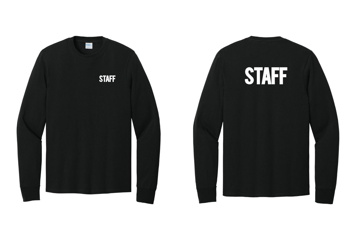 NYC Factory Staff Cotton Long Sleeve T-Shirt (Bold) - Chest + Back - Black