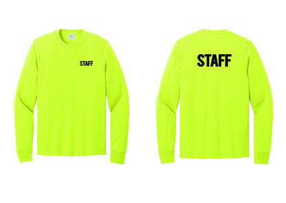 NYC Factory Staff Cotton Long Sleeve T-Shirt (Bold) - Chest + Back - Safety Green