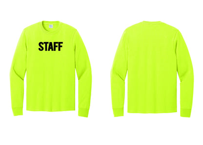 NYC Factory Staff Cotton Long Sleeve T-Shirt (Bold) - Front Only - Safety Green