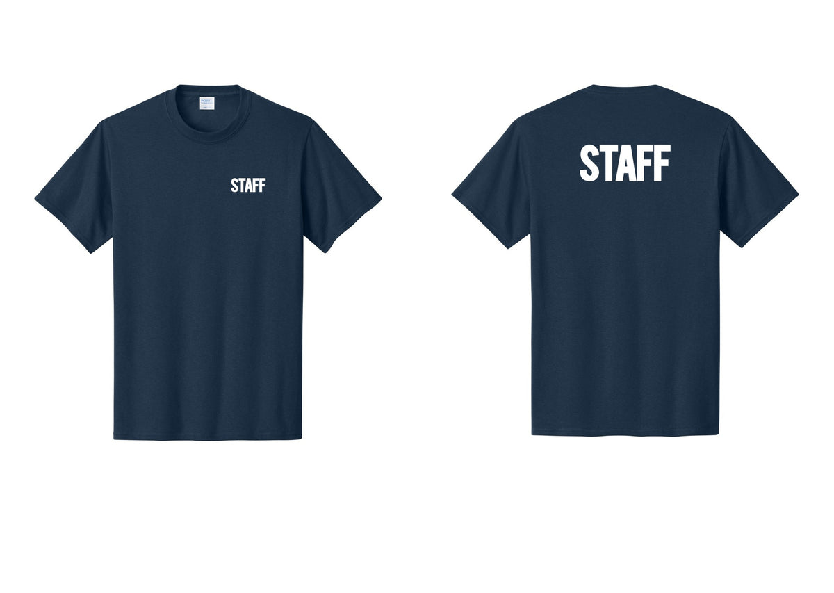 NYC Factory Staff T-Shirt, Bold Lettering - Chest + Back - Navy