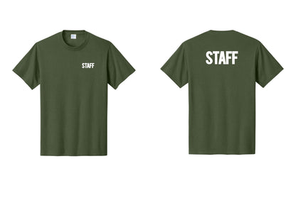 NYC Factory Staff T-Shirt, Bold Lettering - Chest + Back - Olive