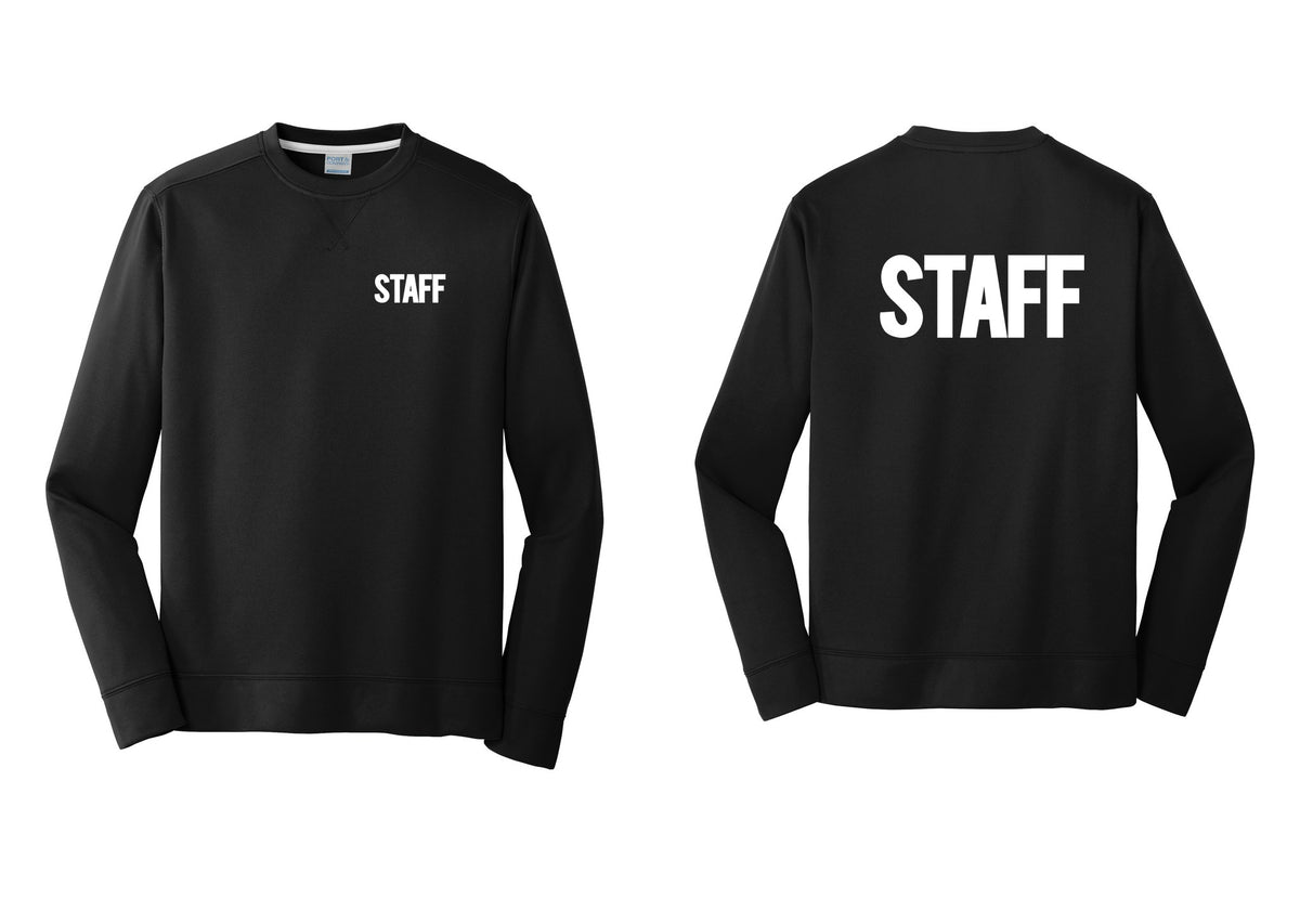 NYC Factory Staff Performance Fleece Crewneck Sweatshirt (Bold) - Chest + Back - Black