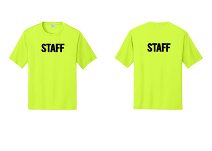 NYC Factory Staff Performance T-Shirt (Bold) - Front + Back - Neon Yellow
