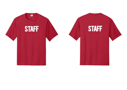 NYC Factory Staff Performance T-Shirt (Bold) - Front + Back - Red