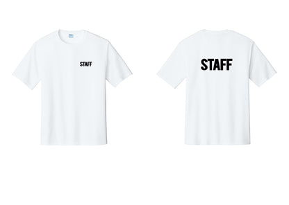 NYC Factory Staff Performance T-Shirt (Bold) - Chest + Back - White