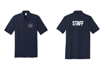 NYC Factory Custom Logo Staff Polo Shirt (Bold) - Your Logo + Back - Navy