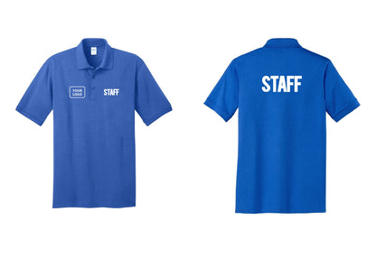 NYC Factory Custom Logo Staff Polo Shirt (Bold) - STAFF + Your Logo + Back - Royal