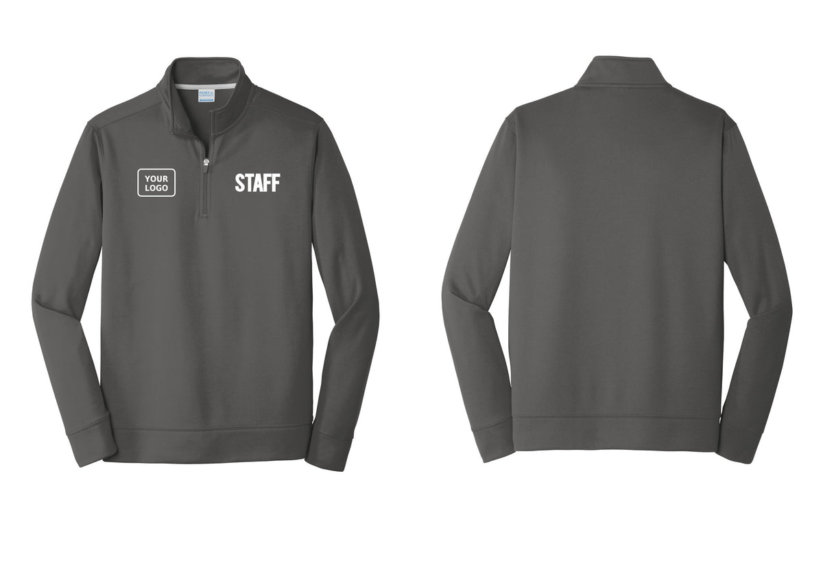 NYC Factory Custom Logo Staff Performance Fleece 1/4-Zip Pullover Sweatshirt (Bold) - STAFF + Your Logo - Charcoal