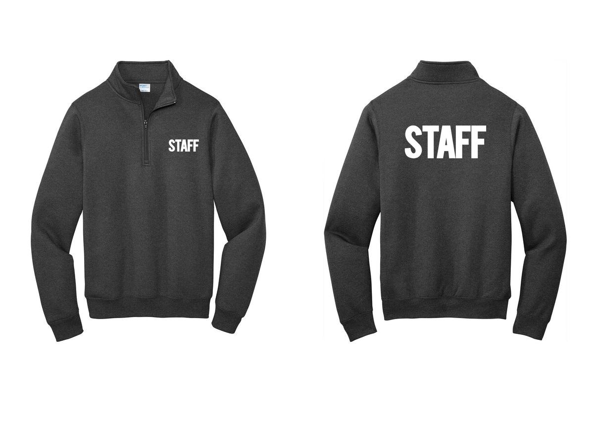 NYC Factory Staff Cotton Fleece 1/4-Zip Pullover Sweatshirt (Bold) - Chest + Back - Dark Heather Grey