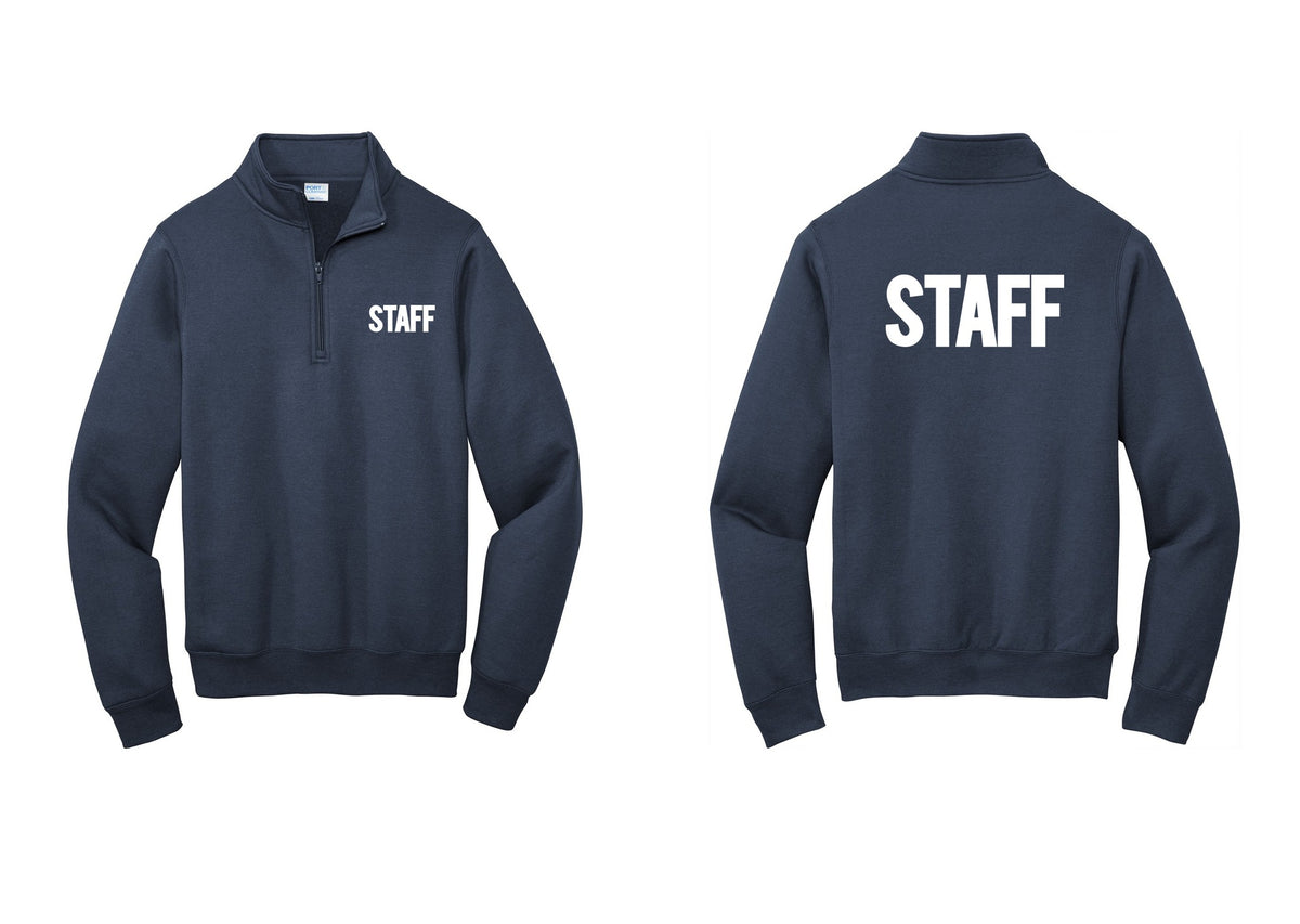 NYC Factory Staff Cotton Fleece 1/4-Zip Pullover Sweatshirt (Bold) - Chest + Back - Navy
