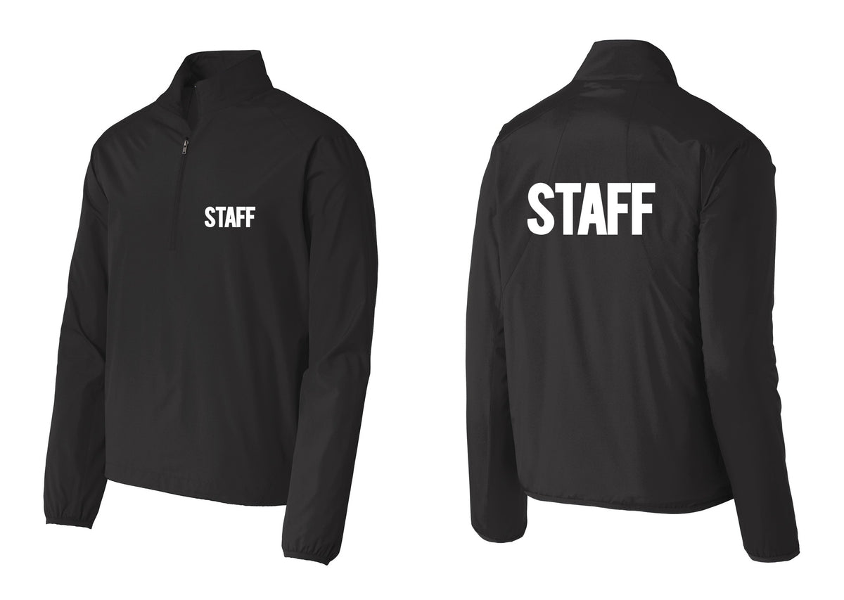 NYC Factory Staff Windbreaker 1/2-Zip Pullover (Bold) - Chest + Back - Black