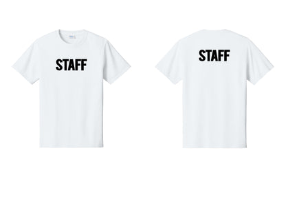 NYC Factory Staff T-Shirt, Bold Lettering - Front + Back - White