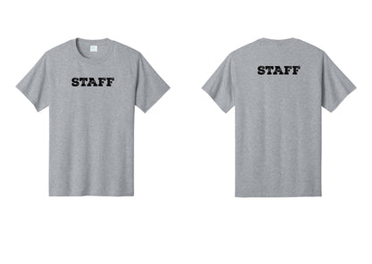 NYC Factory Staff T-Shirt, Rustic Lettering - Front + Back - Athletic Heather