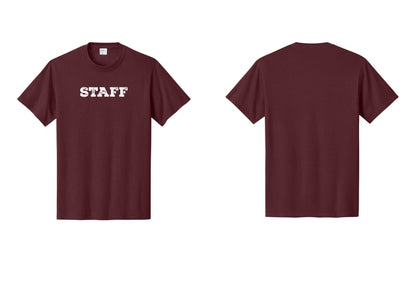 NYC Factory Staff T-Shirt, Rustic Lettering - Front Only - Athletic Maroon