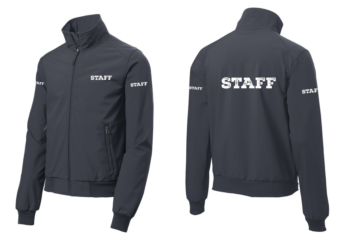 NYC Factory Staff Soft Shell Bomber Jacket (Rustic) - Chest + Back + Staff Sleeves - Battleship Grey