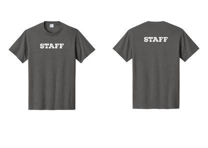 NYC Factory Staff T-Shirt, Rustic Lettering - Front + Back - Charcoal