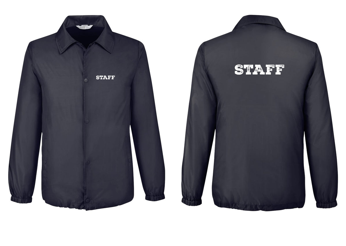 NYC Factory Staff Snap-Front Coaches Jacket (Rustic) - Chest + Back - Black