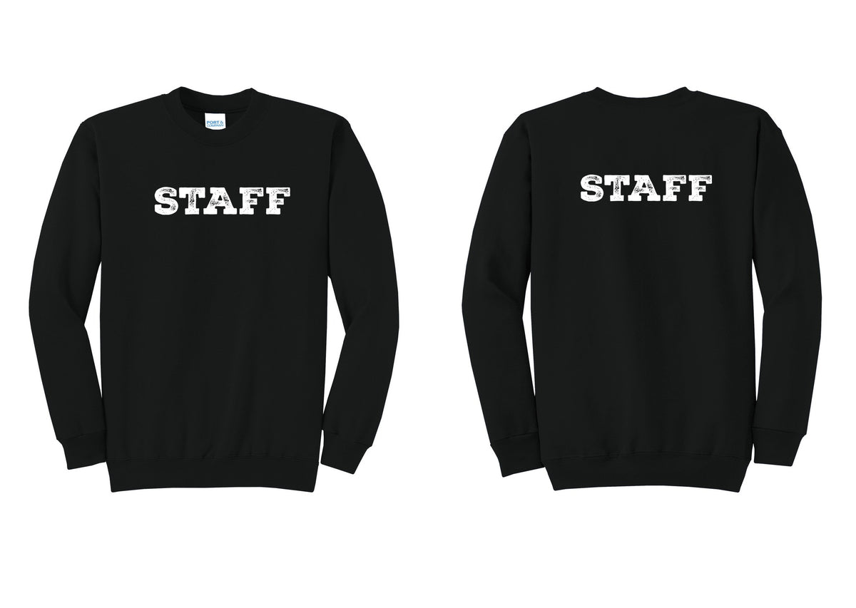NYC Factory Staff Cotton Fleece Crewneck Sweatshirt (Rustic) - Front + Back - Black