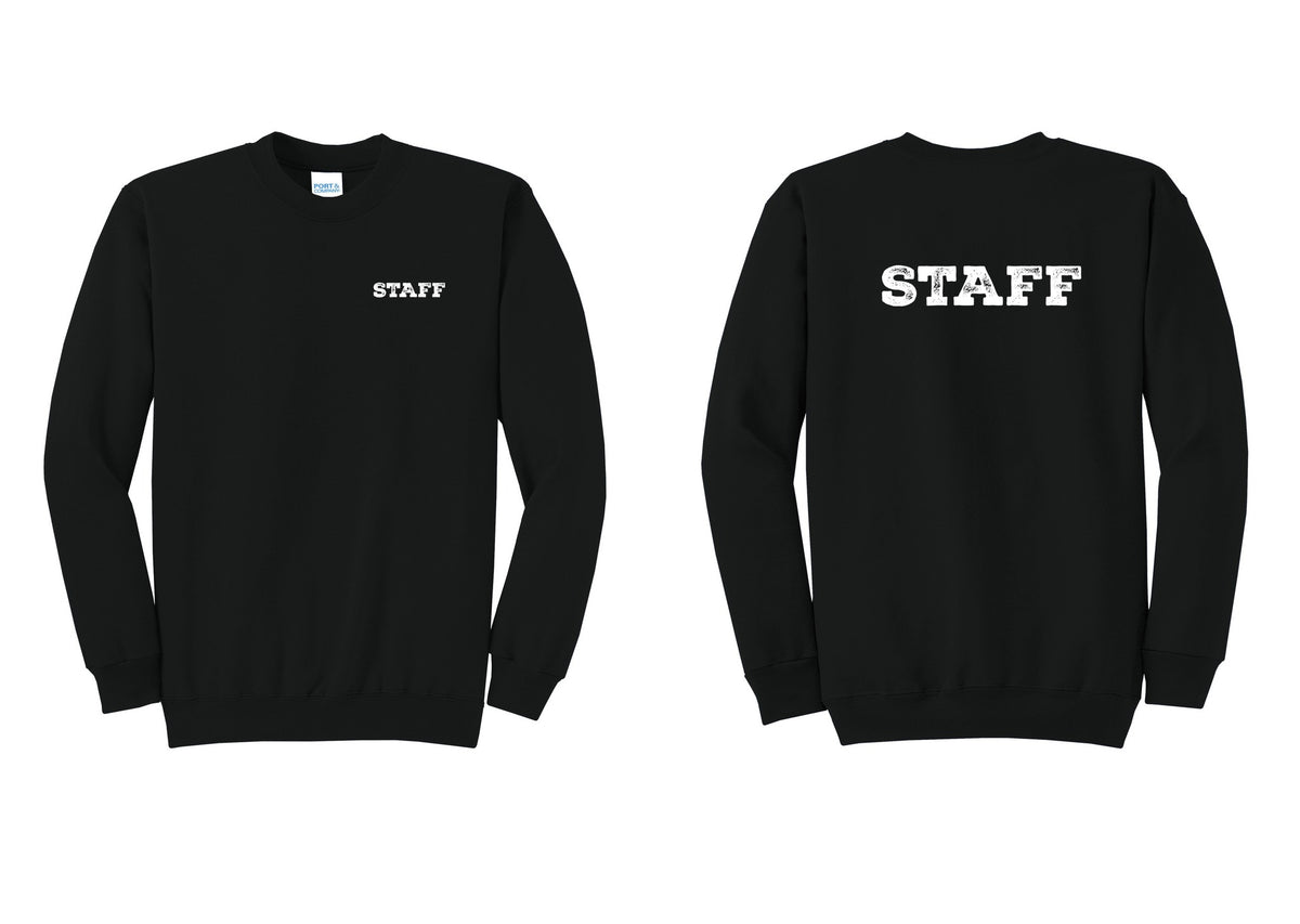NYC Factory Staff Cotton Fleece Crewneck Sweatshirt (Rustic) - Chest + Back - Black