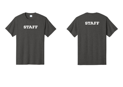 NYC Factory Staff T-Shirt, Rustic Lettering - Front + Back - Dark Heather Grey