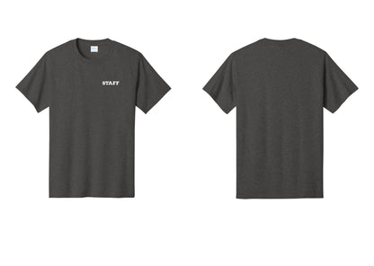 NYC Factory Staff T-Shirt, Rustic Lettering - Chest Only - Dark Heather Grey