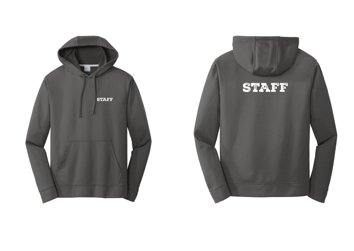 NYC Factory Staff Performance Hooded Fleece Pullover Sweatshirt (Rustic) - Chest + Back - Charcoal
