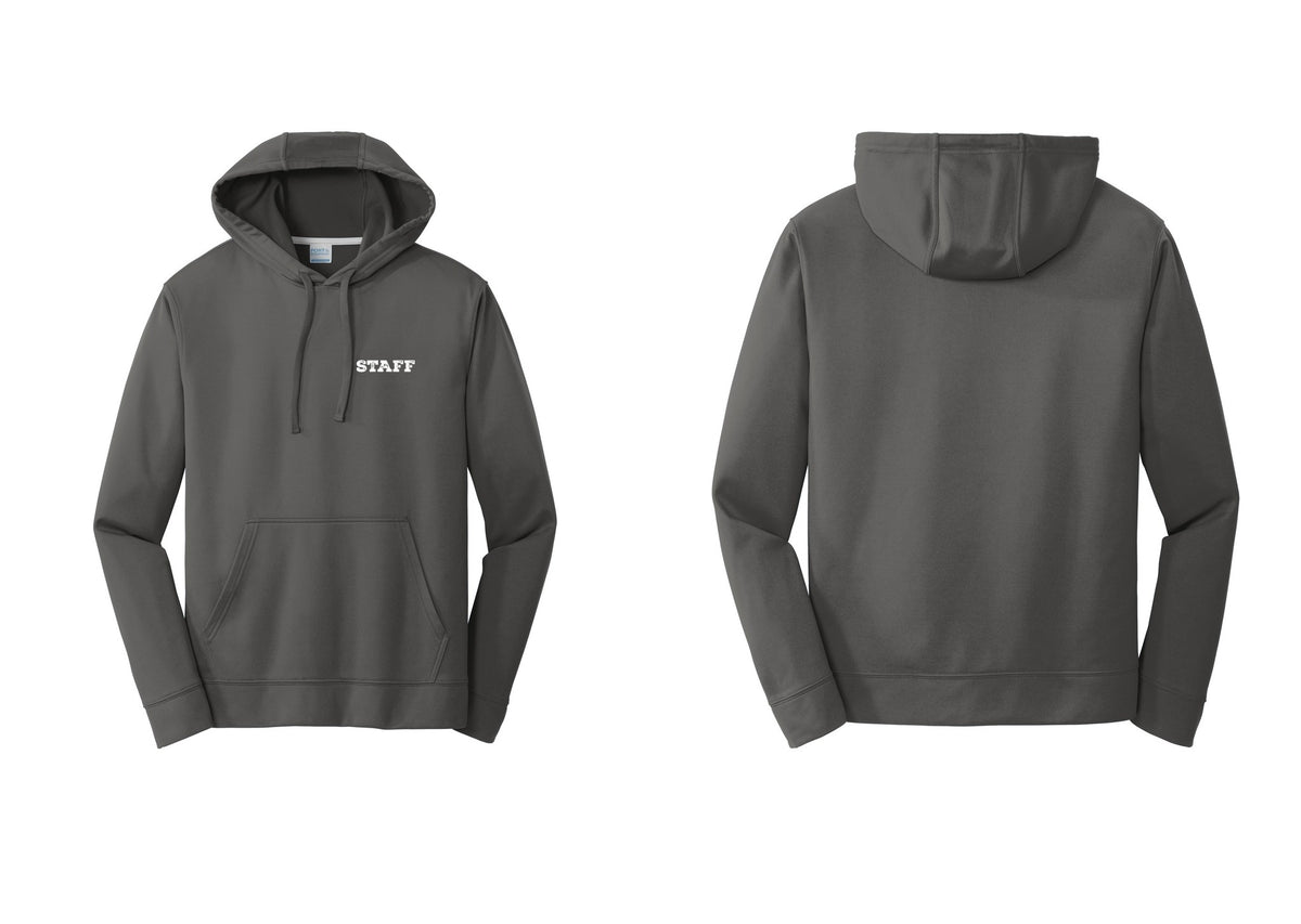 NYC Factory Staff Performance Hooded Fleece Pullover Sweatshirt (Rustic) - Chest Only - Charcoal