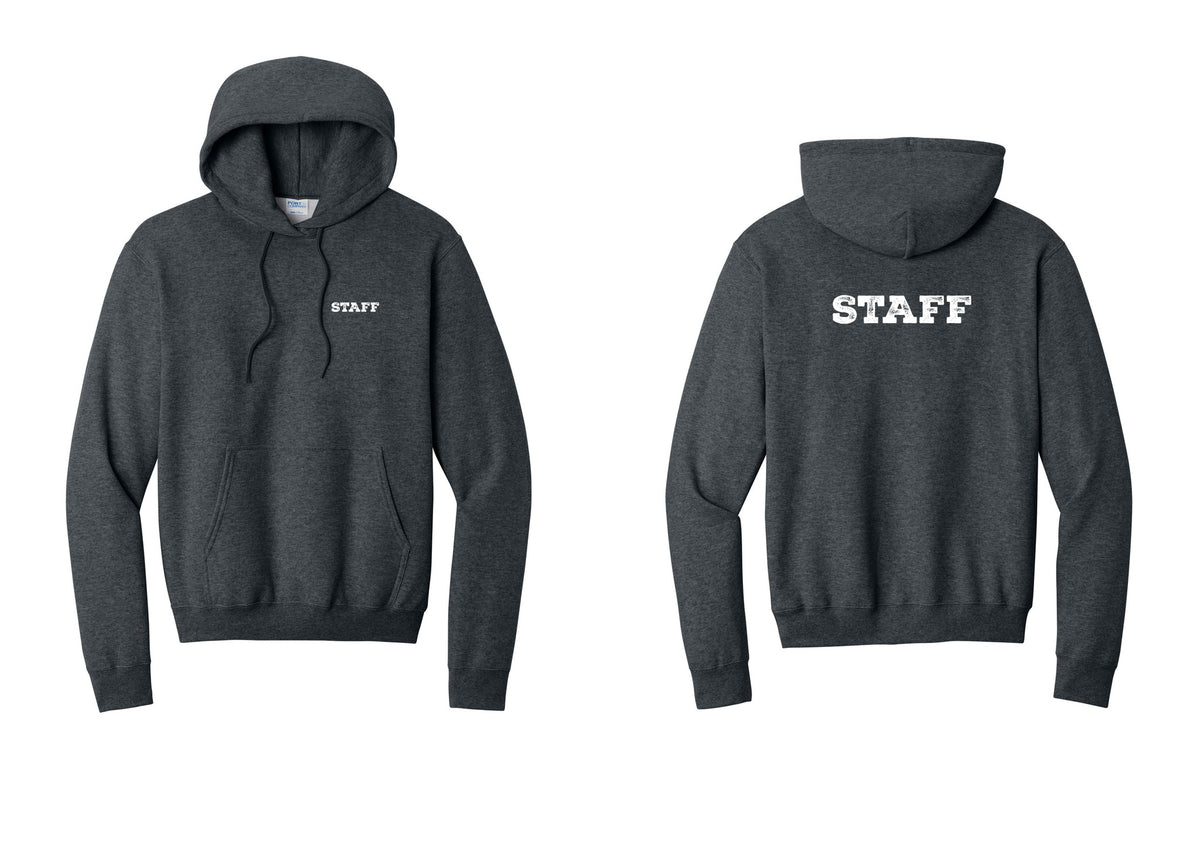 NYC Factory Staff Cotton Fleece Pullover Hoodie (Rustic) - Chest + Back - Dark Heather Grey