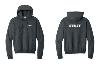 NYC Factory Staff Cotton Fleece Pullover Hoodie (Rustic) - Chest + Back - Dark Heather Grey