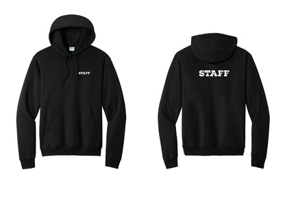NYC Factory Staff Cotton Fleece Pullover Hoodie (Rustic) - Chest + Back - Black