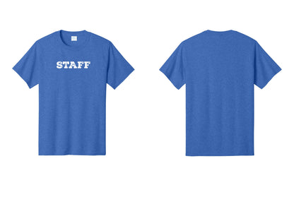 NYC Factory Staff T-Shirt, Rustic Lettering - Front Only - Heather Royal