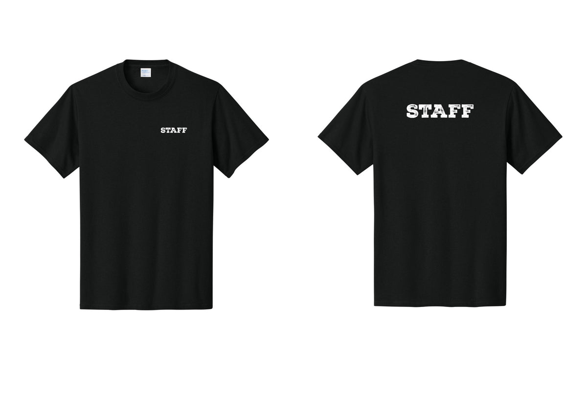 NYC Factory Staff T-Shirt, Rustic Lettering - Chest + Back - Black