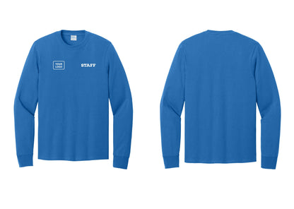 NYC Factory Custom Logo Staff Cotton Long Sleeve T-Shirt (Rustic) - STAFF + Your Logo - Royal