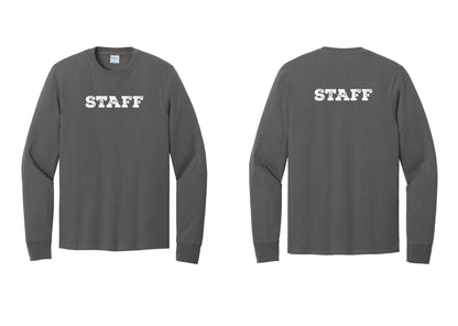 NYC Factory Staff Cotton Long Sleeve T-Shirt (Rustic) - Front + Back - Charcoal