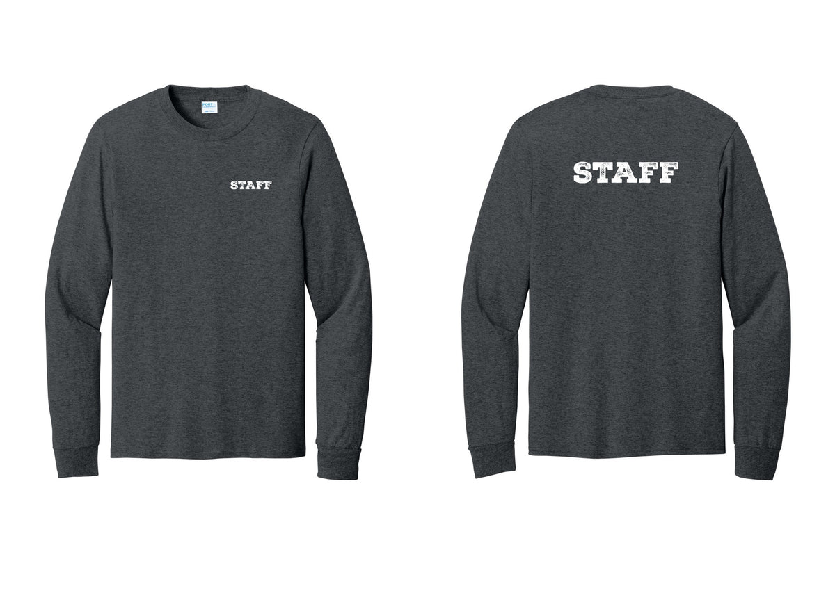 NYC Factory Staff Cotton Long Sleeve T-Shirt (Rustic) - Chest + Back - Dark Heather Grey