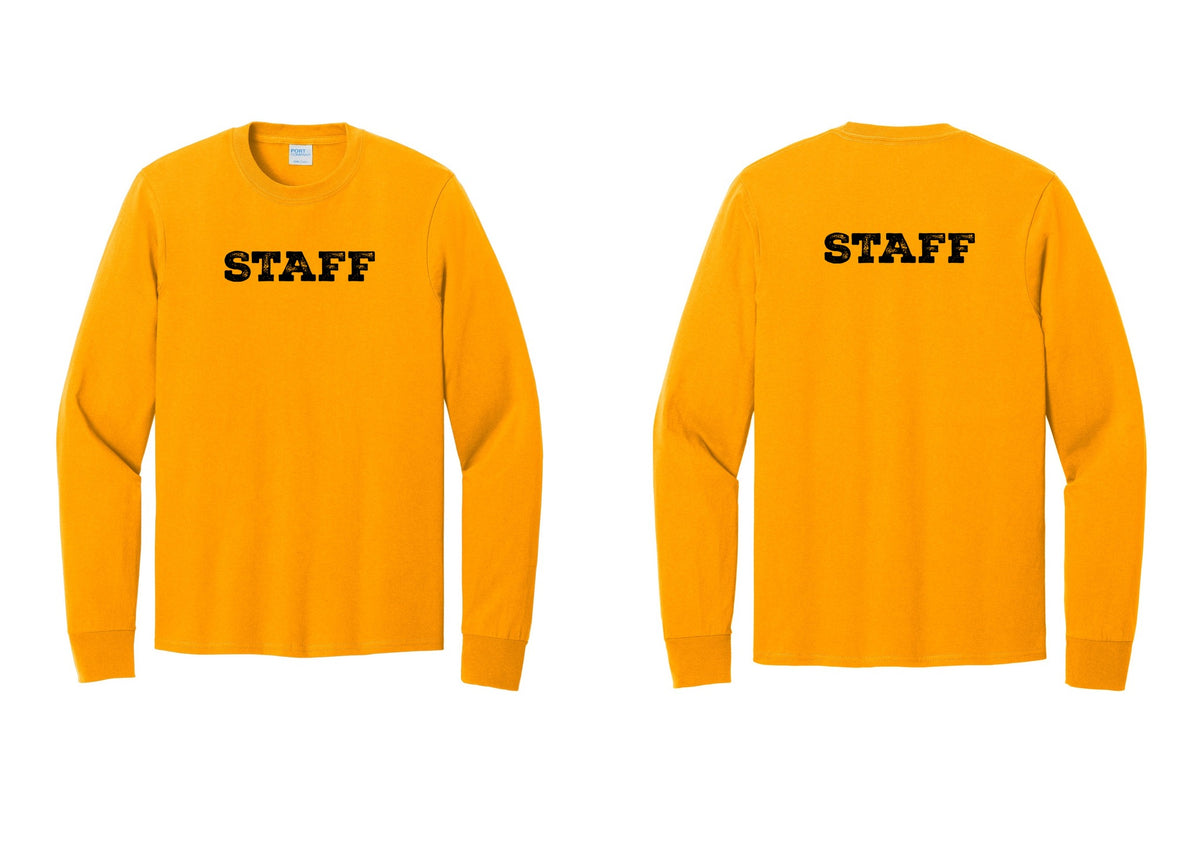 NYC Factory Staff Cotton Long Sleeve T-Shirt (Rustic) - Front + Back - Gold