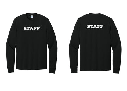 NYC Factory Staff Cotton Long Sleeve T-Shirt (Rustic) - Front + Back - Black