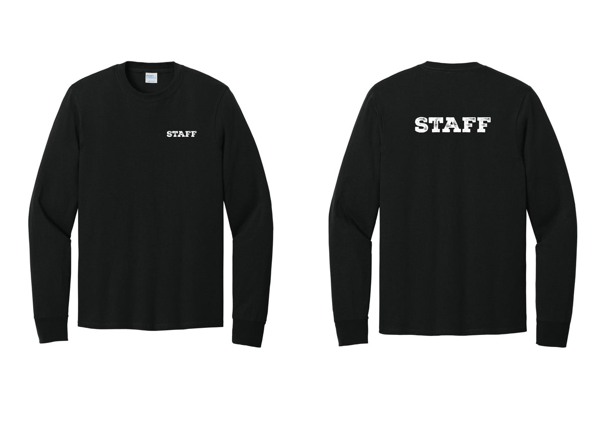 NYC Factory Staff Cotton Long Sleeve T-Shirt (Rustic) - Chest + Back - Black