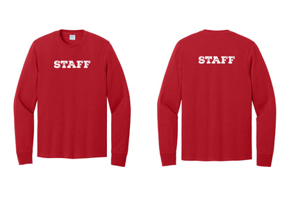 NYC Factory Staff Cotton Long Sleeve T-Shirt (Rustic) - Front + Back - Red