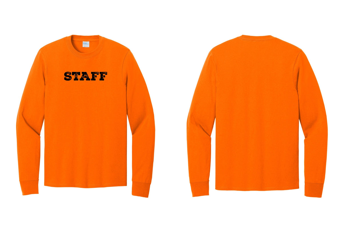 NYC Factory Staff Cotton Long Sleeve T-Shirt (Rustic) - Front Only - Safety Orange