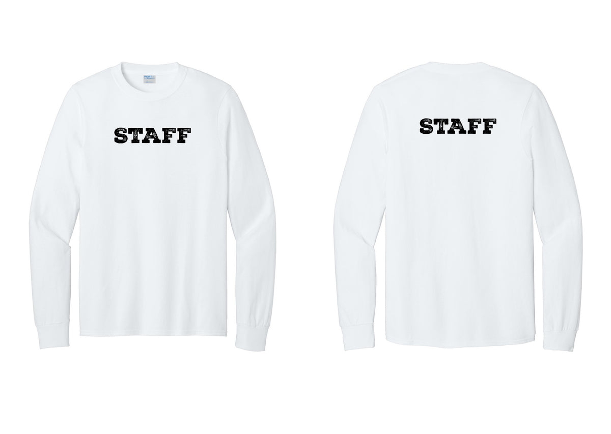 NYC Factory Staff Cotton Long Sleeve T-Shirt (Rustic) - Front + Back - White