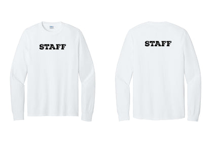 NYC Factory Staff Cotton Long Sleeve T-Shirt (Rustic) - Front + Back - White