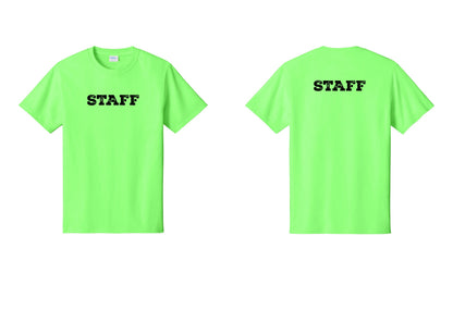 NYC Factory Staff T-Shirt, Rustic Lettering - Front + Back - Neon Green
