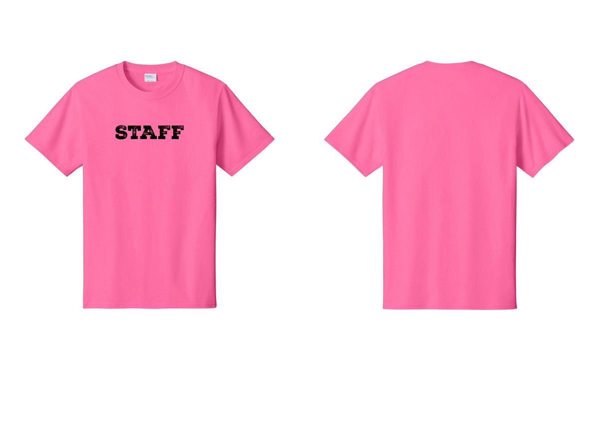 NYC Factory Staff T-Shirt, Rustic Lettering - Front Only - Neon Pink